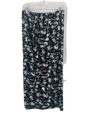 California Influence Black Velvet Floral Midi Skirt Dark Romantic Whimsigoth L